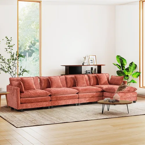 Vista 26 de Sofá seccional modular convertible de 76.7", sofás de dos plazas de chenilla con asiento profundo y cojines tipo loveseat para sala de estar, Beige