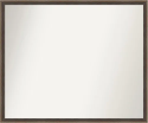 Vista 97 de Amanti Art Brown Bathroom Mirror for Over Sink, 21x33 Custom Made Hardwood Wedge Mocha Rectangle Vanity Mirror, Large Modern Wood Frame, Hangs