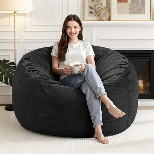Vista 37 de Silla Puf de 2 Pies con Funda de Terciopelo Ultra Suave Sofá Puf con Espuma con Memoria Sillas Puf de Tamaño Grande Sofá Perezoso para Dormitorio
