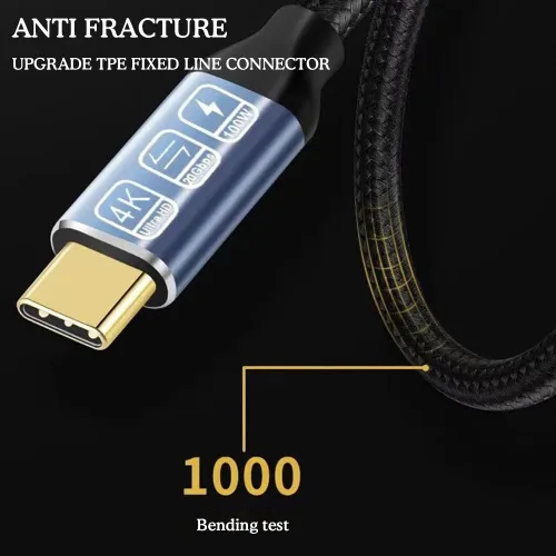 Vista 7 de Cable USB C a USB C, cable USB-C de 3.2 Gen 2, 4K UHD 20Gbps USB C cable de carga rápida PD de 100 W, cable de monitor de video tipo C 4K 60Hz