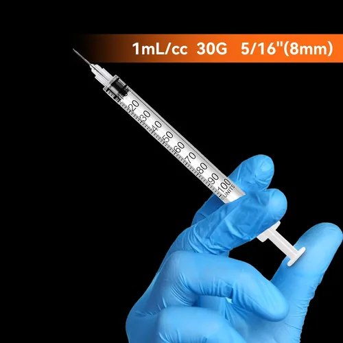 Vista 3 de Paquete de 50 jeringas U-100 30G 5/16" 0.0 fl oz/cc, jeringa desechable, suministros de laboratorio