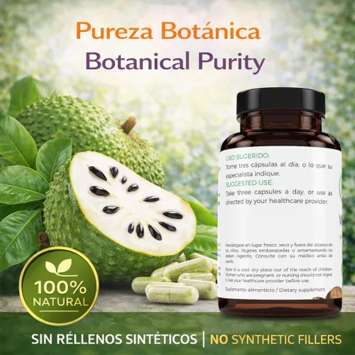 Vista 7 de Guanabana (Guanábana) 90 cápsulas de 1100 mg por porción, potente mezcla de ingredientes 100% naturales de primera calidad, vegetal, cultivada