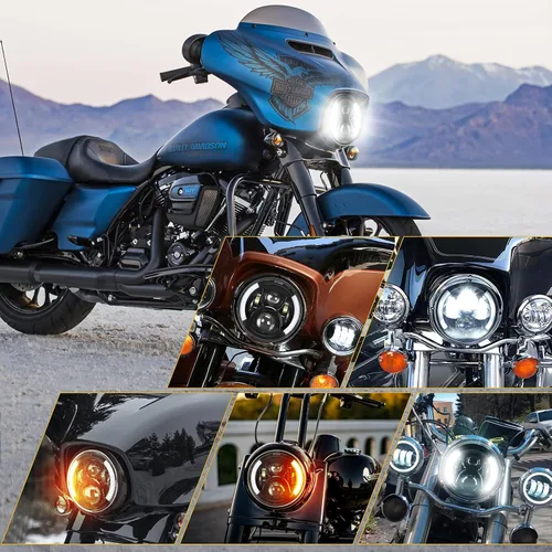 Vista 8 de Faros Delanteros LED de 7 Pulgadas con Aprobación DOT para Proyector Daymaker 2880lm Chip CREE & Philips para Harley Davidson, Faro-2 Road King