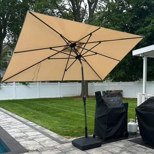 Vista 80 de PURPLE LEAF - Sombrilla de patio rectangular de 6' x 4', sombrilla de mesa para exteriores con marco de aluminio, sombrilla de mercado, sombrilla