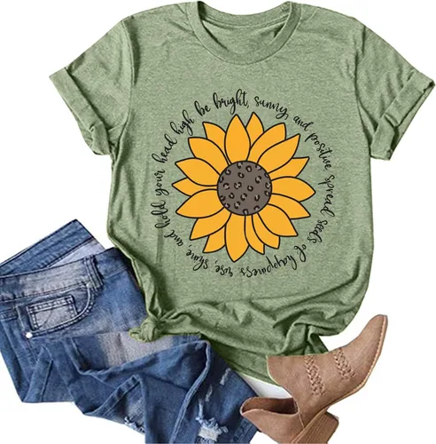Vista 2 de Short Sleeve Tops,Women's T Shirts Short Sleeve Cute Graphic Summer Loose Tees Crewneck Casual Tops Funny Shirts
