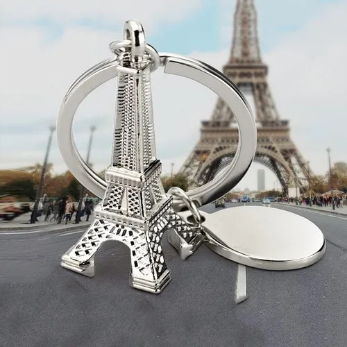Vista 7 de wpeng decoración preciosa 3d Souvenir Llavero en París la torre Eiffel en Francia (plata)