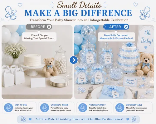 Vista 6 de Chupete de bebé de 2.5 pulgadas para decoración de baby shower (azul, 36 unidades)
