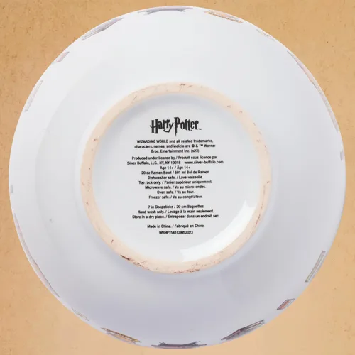 Vista 8 de Silver Buffalo Harry Potter Icons, cuenco de ramen con palillos, 20 onzas Harry Potter Hogwarts Iconos