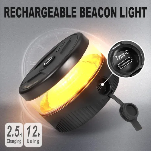 Vista 2 de Agrieyes Luz de baliza inalámbrica USB-C, 32 luces estroboscópicas recargables LED con imán, mini luces de advertencia intermitentes de emergencia