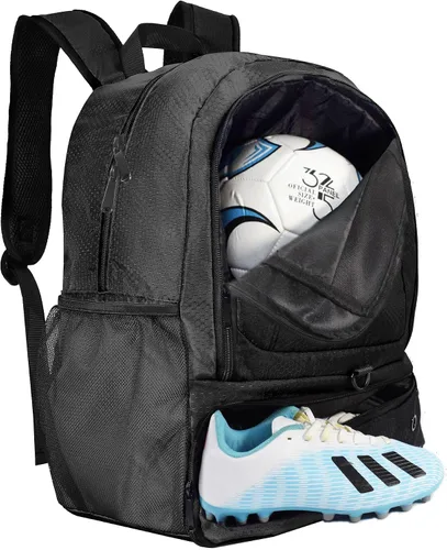 Vista 10 de Bolsa de fútbol, mochila de baloncesto, bolsa de equipo deportivo con compartimento para zapatos que sostiene zapatillas, casco, baloncesto, fútbol