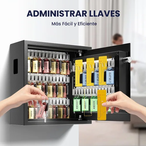 Vista 4 de KornerBatl Caja de bloqueo resistente de 65 llaves de montaje en pared para llaves con código Gabinete electrónico para llaves con etiquetas