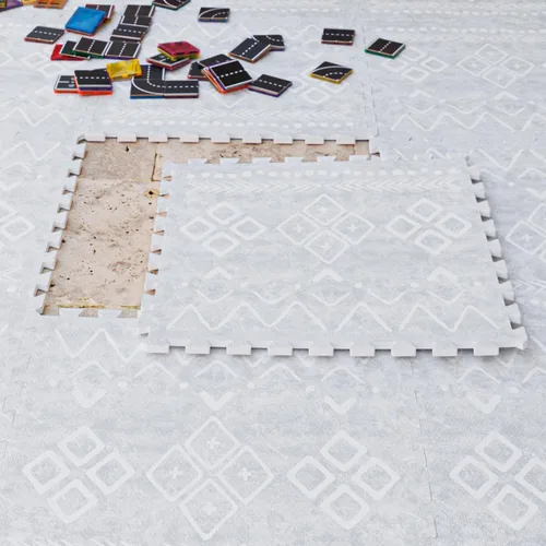 Vista 13 de Alfombra de juego Lillefolk para bebés para el piso – 4x6 pies Beige Azulejos suaves de espuma EVA no tóxicos premium para tiempo de barriga
