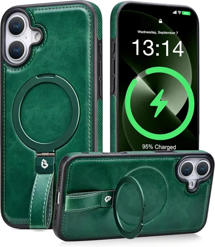 Vista 24 de Butaiga - Funda para iPhone 12 Pro Max con correa de cuero, soporte de anillo, color negro Finger Loop, Relieve Smartphone Pinky Strain