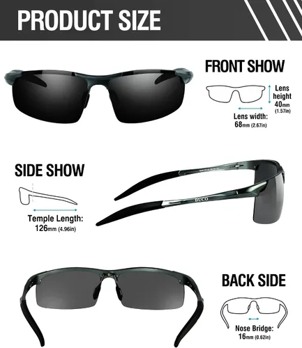 Vista 110 de Duco - Gafas de sol deportivas polarizadas para hombre con protección UV 8177s