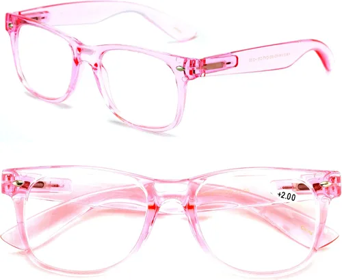 Vista 14 de 2 pares de anteojos de lectura transparentes de color neón de lujo, cómodos y elegantes para lectores simples