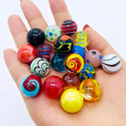 Vista 4 de 20 Canicas Vintage a granel para niños de 4-8-12 años, aficionado para juego de pista de canicas, juguete de canicas pequeño (16mm) (20 piezas)