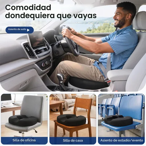 Vista 6 de Cojín de Asiento para Hemorroides en Forma de Dona Negro