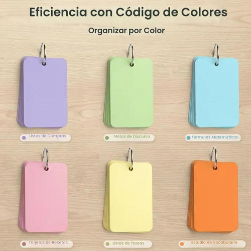 Vista 2 de Koogel 1080PCS Colored Index Cards with Rings, 2.2x3.5 Inch, 230gsm 6Colors