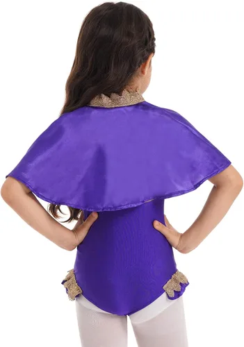 Vista 3 de JEATHA Disfraz de espectáculo de trapecio de circo para niñas y niñas capa superior con leotardo para Halloween fiesta de cosplay