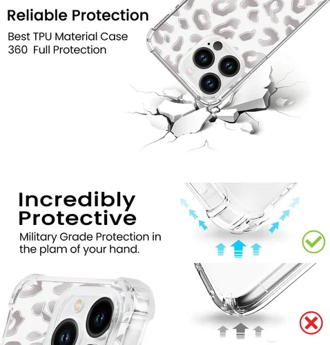 Vista 4 de Hi Space Funda compatible con iPhone 15 Pro Max con estampado de leopardo, diseño de guepardo, TPU suave y flexible, elegante, delgada, bonita