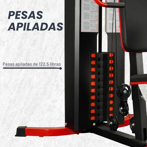 Vista 5 de Fitvids Home Gym Equipment, Multifunctional Full Body Workout Weight Machine Station with Weight Stack, All in One Exercise Equipment with Pulley