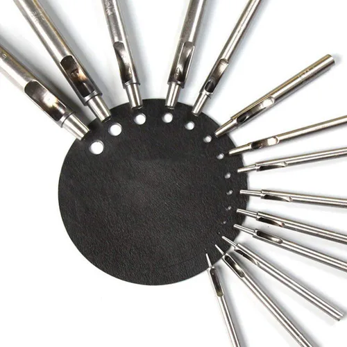 Vista 7 de WUTA Juego de perforadores SPC de 0.020 in de acero hueco perforador de cuero para correa de reloj