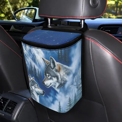 Vista 31 de Talayituse Cubo de basura portátil con estampado de camuflaje de bandera estadounidense, accesorios interiores de vehículos multifuncionales