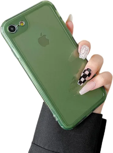 Vista 22 de ZTOFERA Funda para iPhone 7/8/SE 5.5 pulgadas, linda funda de silicona suave transparente con parachoques retro de color transparente a prueba