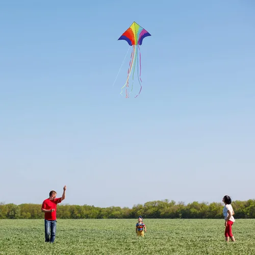 Vista 4 de Motiloo Longitud 63 pulgadas de bandera americana patriótica grande Delta cometa para niños y adultos, cometas grandes para el día