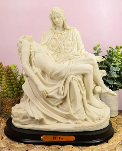 Vista 8 de Ebros Gift Museo Vaticano Miguel Ángel Capilla Sixtina Reproducción de La Pieta Figura decorativa de 10.5 pulgadas de alto Madre María Lamentación