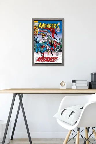 Vista 6 de Trends International Marvel Comics - Póster de pared de Avengers #82, 22.4 pulgadas de largo x 14.7 pulgadas, versión enmarcada en madera de granero
