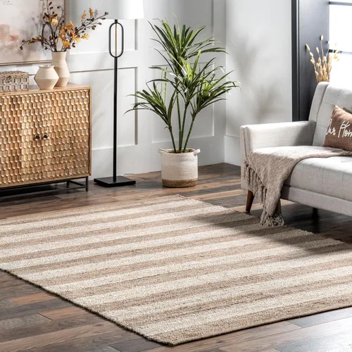 Vista 13 de Tapete NuLoom Alisia de yute, con diseño de rayas, 2' 6" x 8', blanco mate Alisia Blanquecino