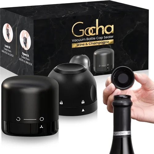 Vista 11 de GOCHA Tapón de vino al vacío, conservador de vino al vacío integrado, sellador universal de botellas de vino, parte superior giratoria de silicona