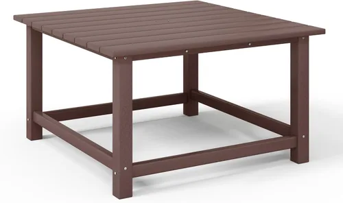 Vista 7 de WestinTrends Mesa de café de patio cuadrada de HDPE Malibu para exteriores de bajo perfil, marrón oscuro