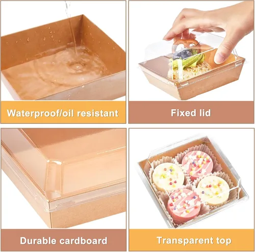 Vista 4 de 50 cajas de charcutería con tapas transparentes, recipientes de comida individuales para llevar, recipientes para llevar de 5 pulgadas, recipientes