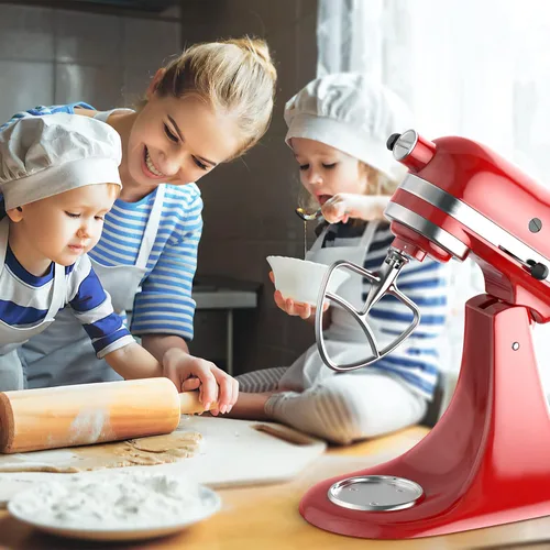 Vista 3 de Cofun Accesorio de paleta de acero inoxidable para mezclador KitchenAid, batidor plano para mezclador KitchenAid, se adapta a mezclador de cabeza