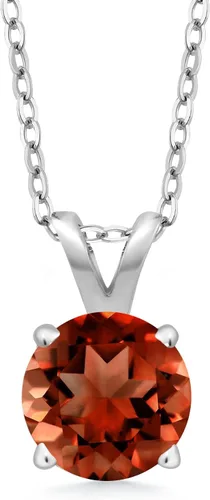 Vista 151 de Gem Stone King Collar con colgante solitario de plata de ley 925 de 0.236 in con piedra natal redonda Collar de 4 puntas para mujer Con cadena