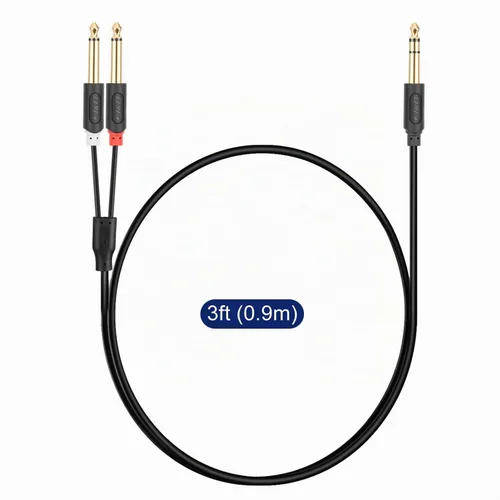 Vista 7 de J&D Cable divisor TRS a Dual TS Y de 1/4 de pulgada, chapado en oro de 0.250 in estéreo macho a 2 macho mono macho para interfaz de audio