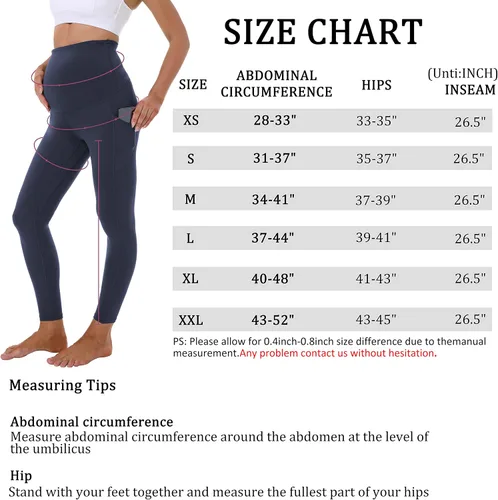 Vista 5 de Foucome Leggings de maternidad para mujer con bolsillos sobre el vientre, leggings de entrenamiento para yoga, pantalones de trabajo activos