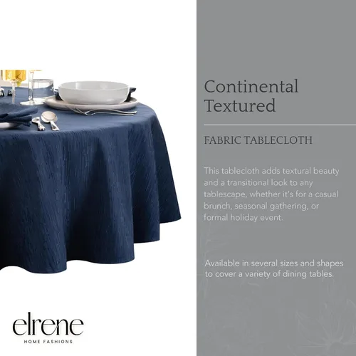 Vista 3 de Elrene Home Fashions - Mantel Continental de textura sólida resistente al agua, manchas y arrugas, 60 x 84 pulgadas, ovalado, azul marino
