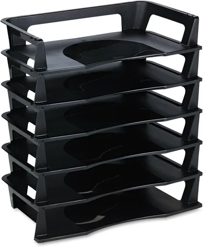 Vista 2 de Rubbermaid 86028 bandeja de cartas de regeneración de seis niveles, Negro