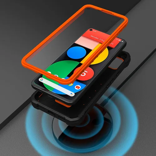 Vista 7 de ExoGuard Funda para Google Pixel 5A 5G, funda de goma a prueba de golpes, protector de pantalla integrado y soporte compatible con Google Pixel 5A