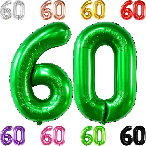 Vista 12 de KatchOn, Globos negros grandes del número 60, 40 pulgadas, globos de aluminio de 60 cumpleaños para decoraciones de cumpleaños, globo 60