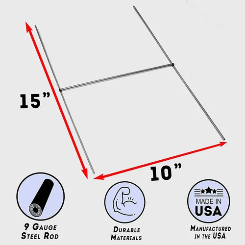 Vista 2 de Letreros de patio con estacas en H (30 x 10 pulgadas, 24 x 10 pulgadas, 15 x 10 pulgadas) – para letreros de patio, estacas de metal galvanizado