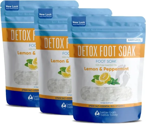 Vista 8 de Detox - Remojamiento para pies (2 libras) de sal de Epsom con aceites esenciales de limón y menta