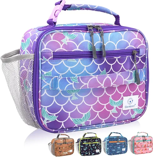 Vista 15 de Genteen Paquete de 2 bolsas de almuerzo suaves aisladas con doble cremallera, resistente, congelable y reutilizable para niños, hombres