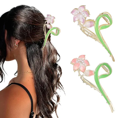 Vista 14 de Grandes pinzas de mandíbula de metal antideslizantes con mariposa brillante para mujeres - Agarre fuerte y bonito, accesorios para el cabello