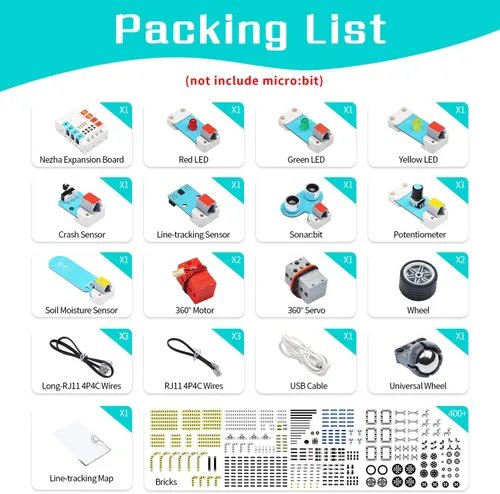 Vista 6 de ELECFREAKS Microbit Nezha Inventor Kit Planet X Sensores de arranque con más de 40 proyectos de aprendizaje y más de 400 ladrillos, placa