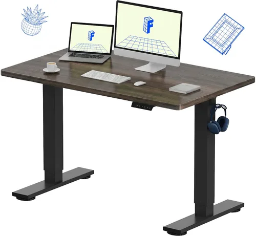 Vista 47 de FLEXISPOT EN1 - Escritorio de pie de una pieza, 40"x24" de escritorio sin costuras, eléctrico, altura ajustable para oficina en casa, salas de Negro