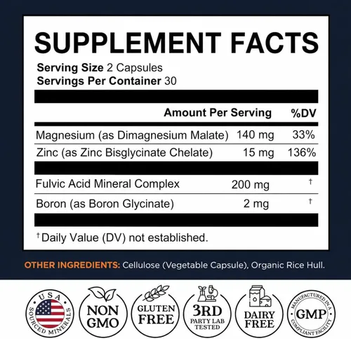 Vista 5 de Minerals for Men with Fulvic Acid Complex, 60 Count